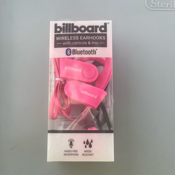 Billboard Hot Pink Bluetooth Wireless Earhooks with Controls & Mic NEW - Picture 1 of 2